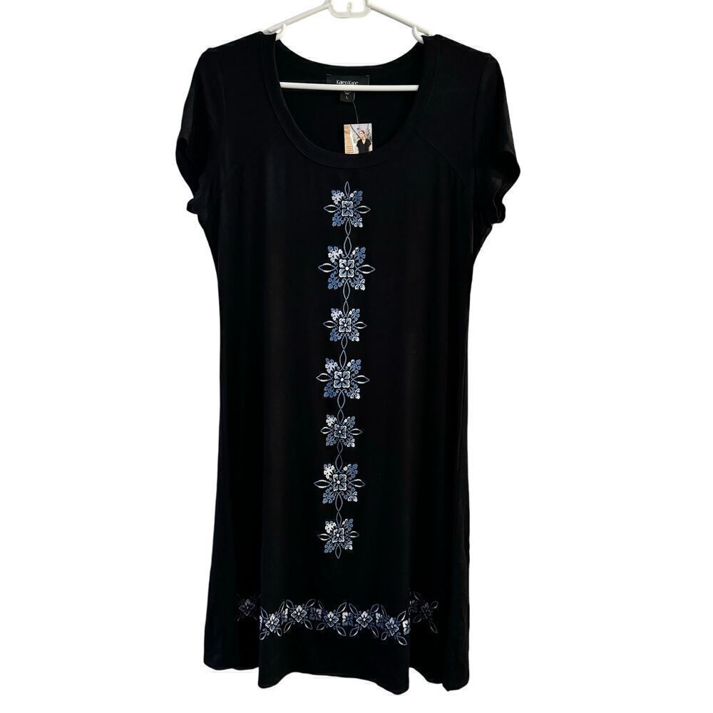 NWT Karen Kane Dress It Up Short Sleeve T-Shirt Dress USA Made Black Size Large